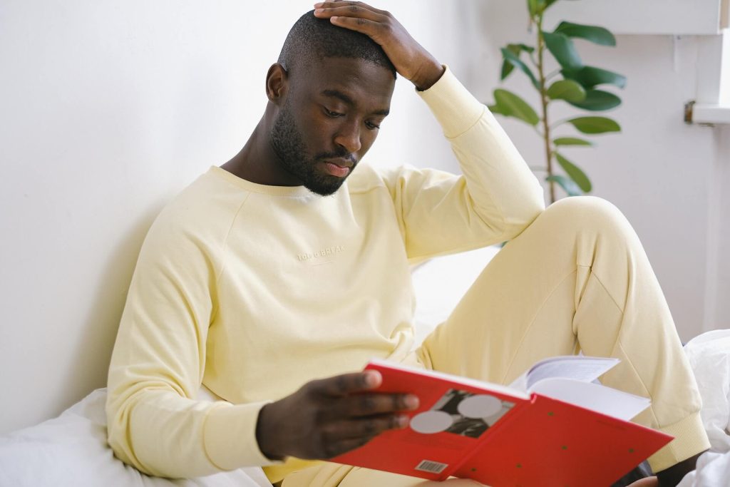 Man studying for a test