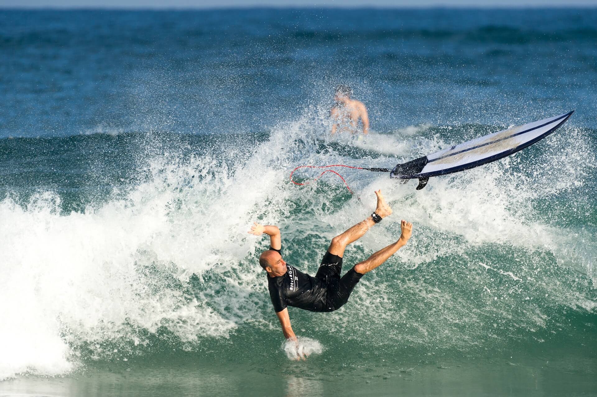 surfer falling down