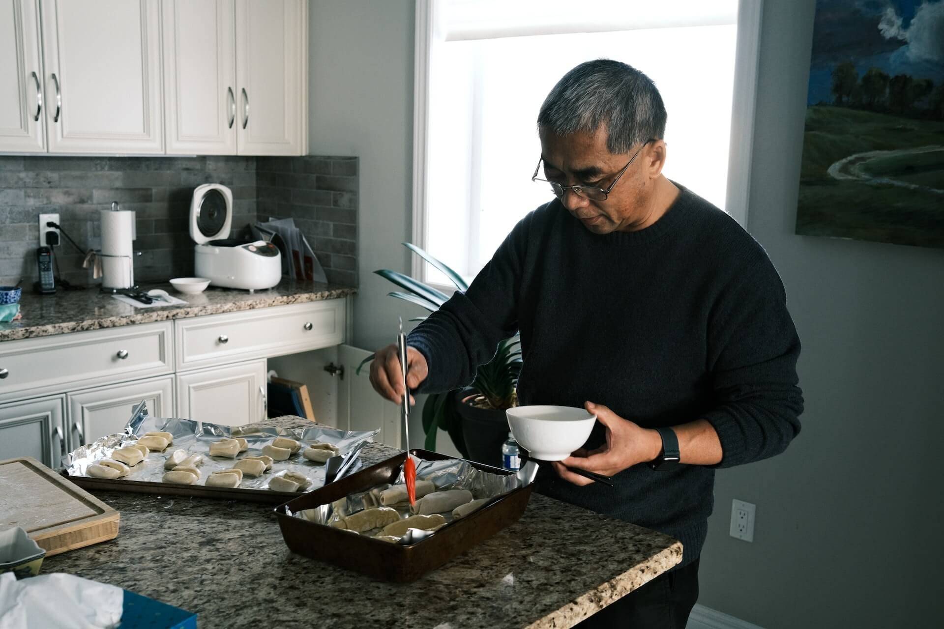 man preparing pastry