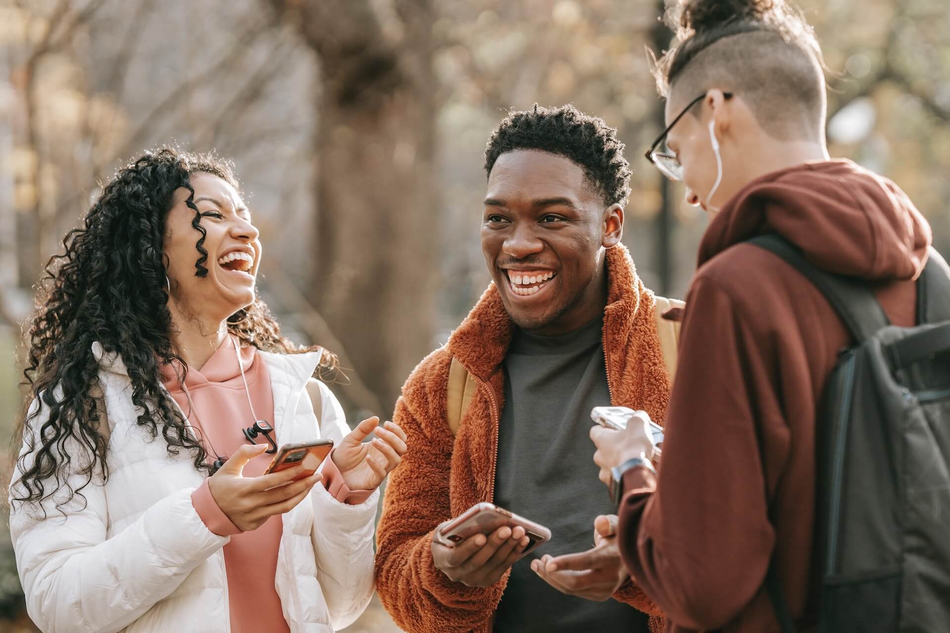 friends talking and laughing