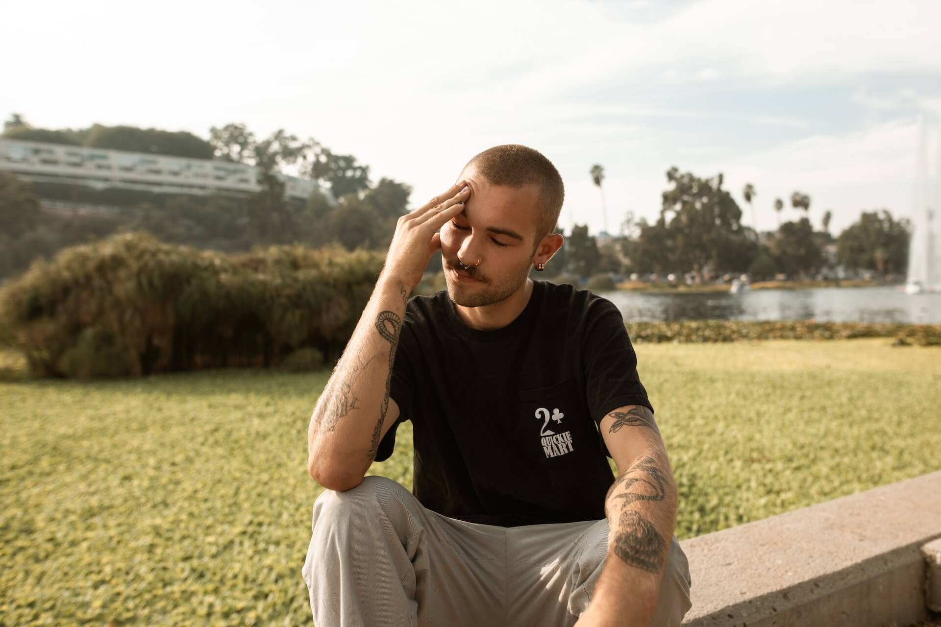 pissed off man in the park