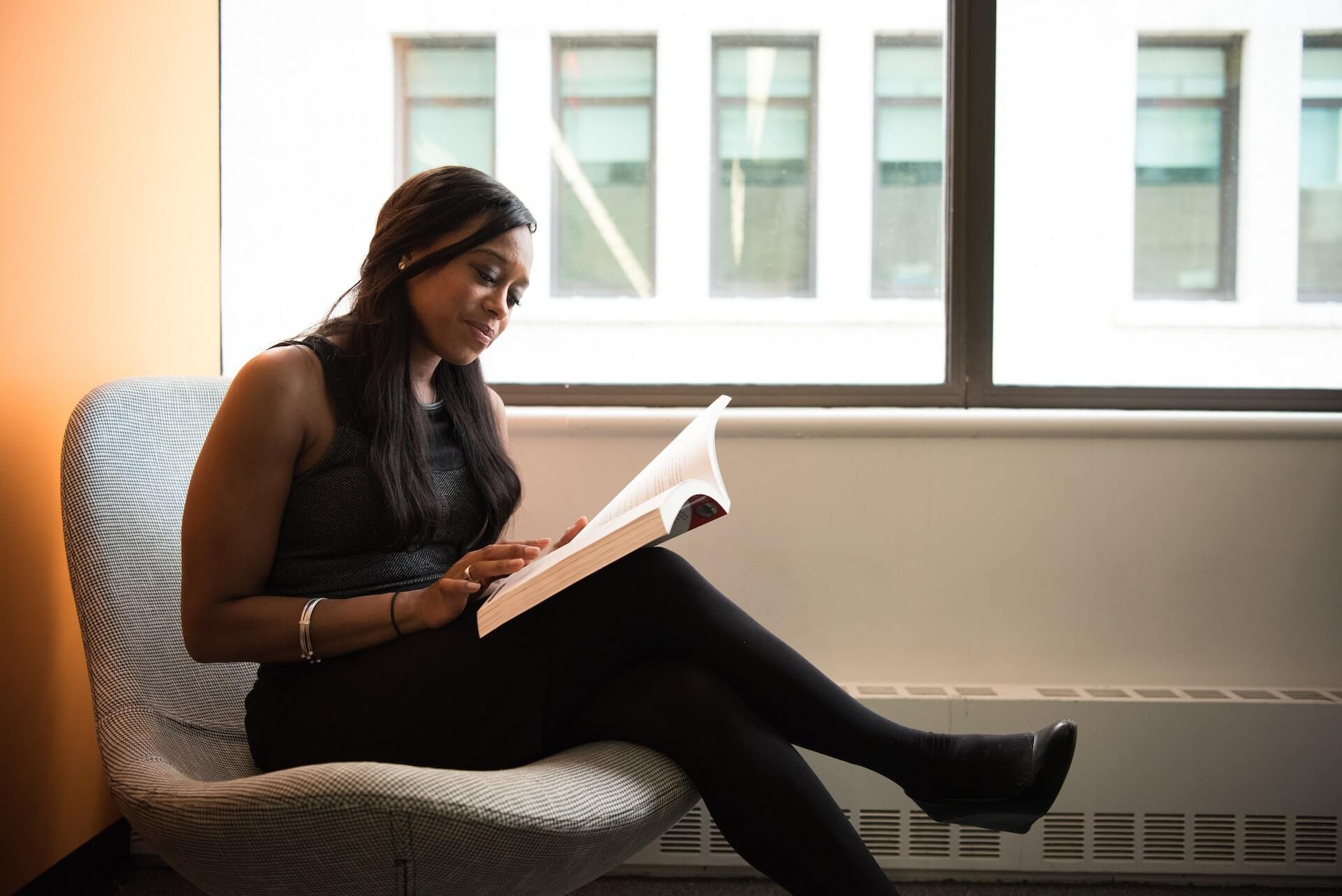 woman reading a book