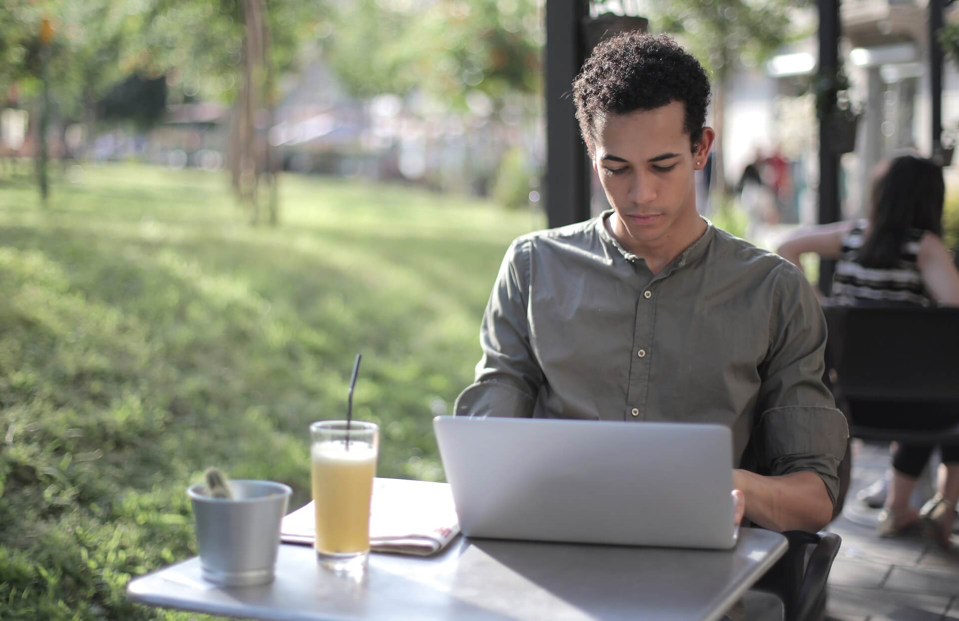 focused adult studying english