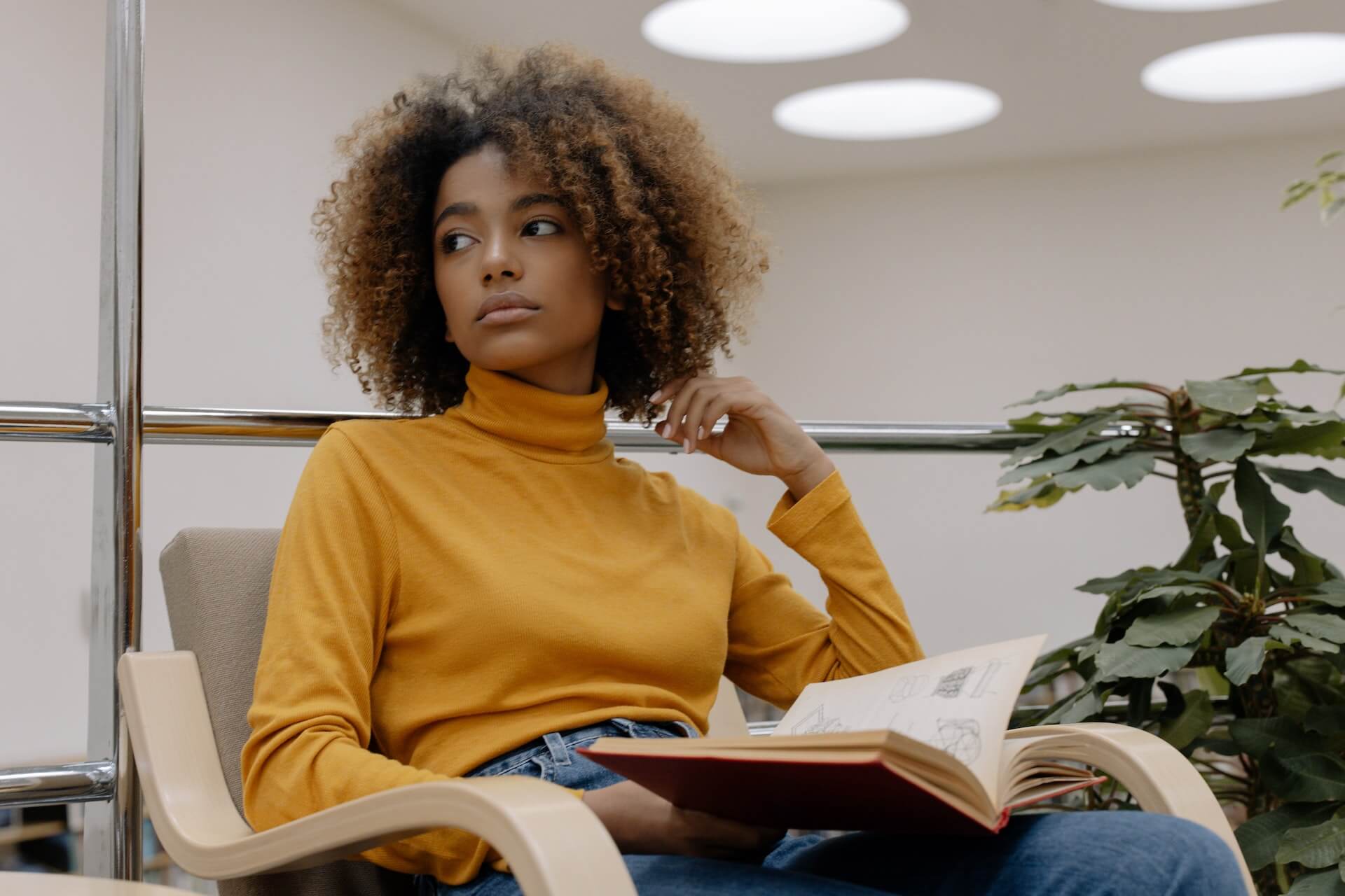 person reading a school book
